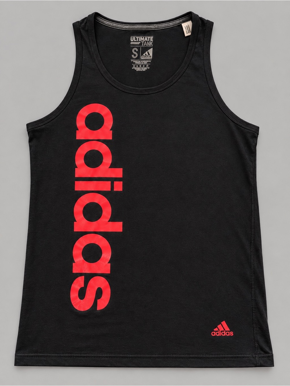 adidas Black Tank Top with Red Vertical Logo